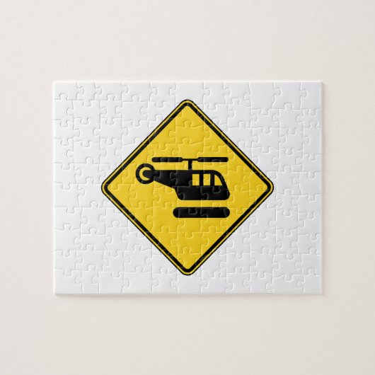 Caution Helicopter Sign Puzzle (Horizontal)