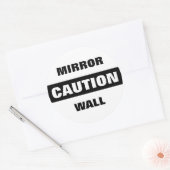 Caution Mirror Wall Runder Aufkleber (Umschlag)
