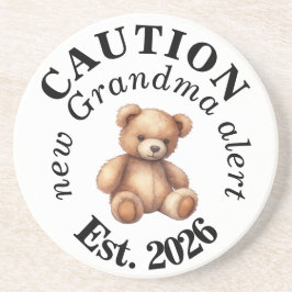 CAUTION new Grandma alert- Teddy Baby Announcement Getränkeuntersetzer