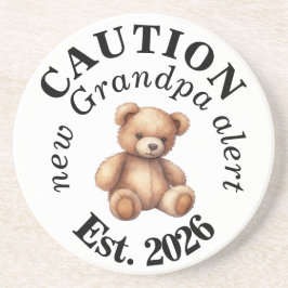 CAUTION new Grandpa alert- Teddy Baby Announcement Getränkeuntersetzer