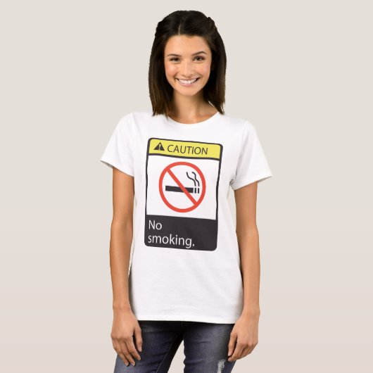 Caution No Smoking Sign T-Shirt (Vorne ganz)