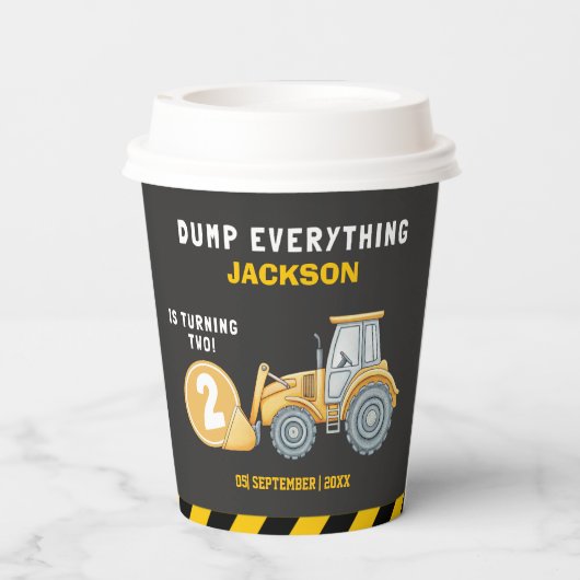 "Caution: Party Ahead! Construction Birthday 2 Pappbecher (Rückseite)