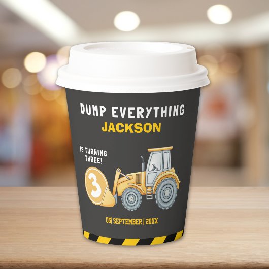 "Caution: Party Ahead! Construction Birthday 3 Pappbecher