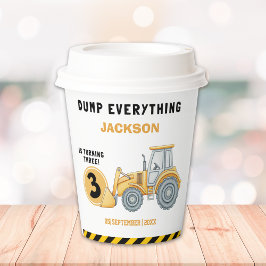 "Caution: Party Ahead! Construction Birthday 3 Pappbecher