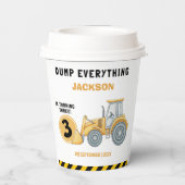 "Caution: Party Ahead! Construction Birthday 3 Pappbecher (Rückseite)