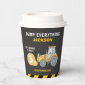 "Caution: Party Ahead! Construction Birthday 3 Pappbecher (Rückseite)