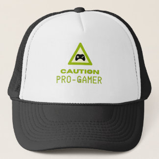 Caution Pro-Gamer Trucker Hat - Retro Gaming Style Truckerkappe
