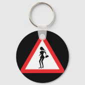 Caution Prostitute Traffic Road Sign Schlüsselanhänger (Vorderseite)