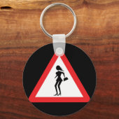 Caution Prostitute Traffic Road Sign Schlüsselanhänger (Vorderseite)