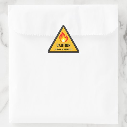 Caution Science in Progress Dreieckiger Aufkleber (Tasche)
