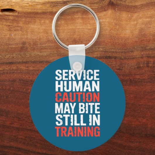 Caution Service Human Bite Training Still May Meme Schlüsselanhänger (Vorderseite)