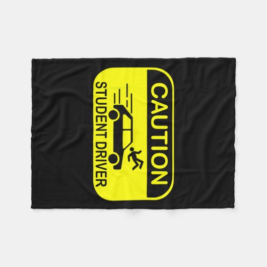 Caution Student Driver Funny Fleecedecke (Vorderseite (Horizontal))