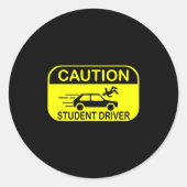 Caution Student Driver Funny  Runder Aufkleber (Vorderseite)