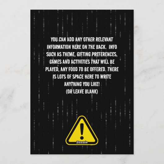 Caution Warning Sign Teenager 13th Birthday Einladung (Rückseite)