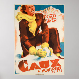 Caux Suisse Vintages Reise-Plakat Poster