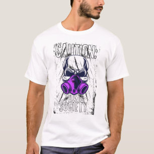 Caux Toxic Society - Skull Gas Mask Grunge T-Shirt