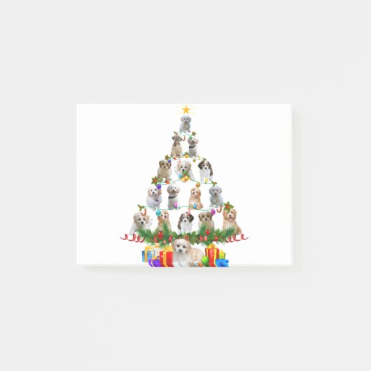Cavachon Christmas Tree Lights Funny Lover Dog Post-it Klebezettel (Vorderseite)