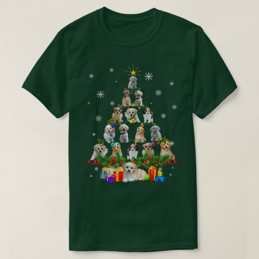 Cavachon Christmas Tree Lights Funny Lover Dog Xma T-Shirt (Design vorne)