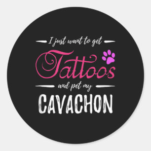 Cavachon Dog Lover Tattoo Funny Dog Mama Geschenk  Runder Aufkleber