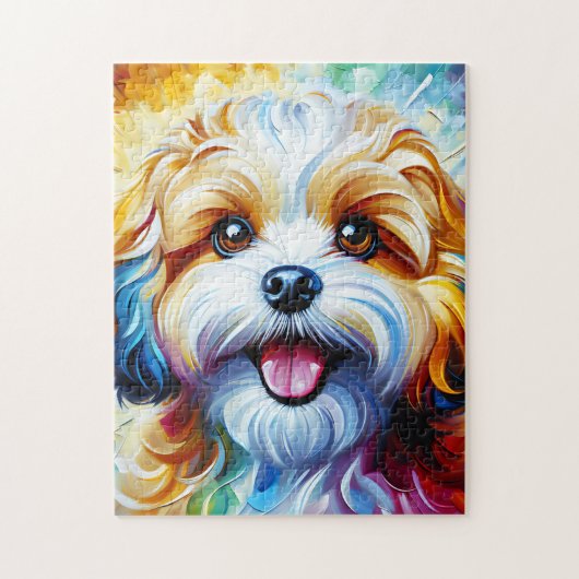 Cavachon Dog Portrait Akryllische Kunst Print Dog Puzzle (Vertikal)