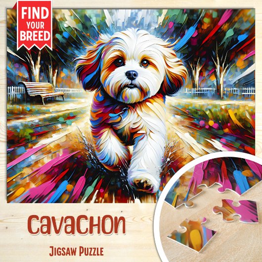 Cavachon Dog Portrait Akryllische Kunst Print Dog  Puzzle