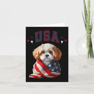 Cavachon Dog Usa America Patriotic Flag Memorial Karte