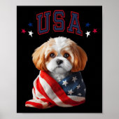 Cavachon Dog Usa America Patriotic Flag Memorial Poster (Vorne)