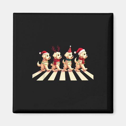 Cavachon-Hund überquert Straße Xmas  Magnet (Vorne)