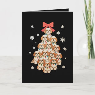 Cavachon-Hund-Weihnachtsbaum Xmas-Feiertagsfamilie Feiertagskarte