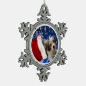 Cavachon Ornament, Weihnachtshund Schneeflocken Zinn-Ornament (Links)