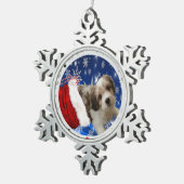 Cavachon Ornament, Weihnachtshund Schneeflocken Zinn-Ornament (Rechts)