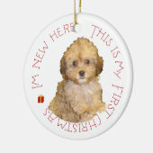 Cavachon Puppy Keramik Ornament (Links)