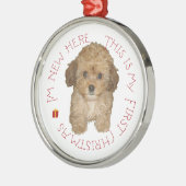 Cavachon Puppy Silbernes Ornament (Links)