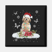 Cavachon Snowly Christmas Tree Lights Pajama Dog X Magnet (Vorne)