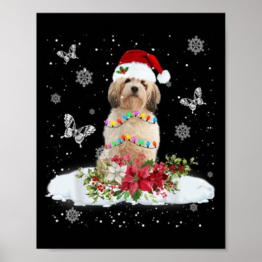Cavachon Snowly Christmas Tree Lights Pajama Dog X Poster (Vorne)