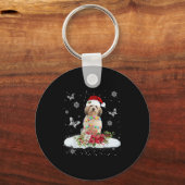 Cavachon Snowly Christmas Tree Lights Pajama Dog X Schlüsselanhänger (Vorderseite)