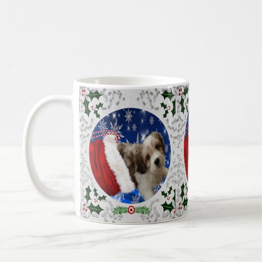 Cavachon Tasse, Weihnachtshund Kaffeetasse (Links)