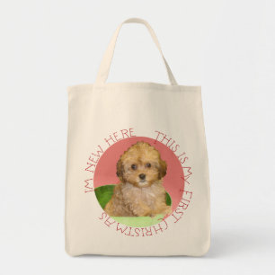 Cavachon-Welpe erstes Weihnachten Tragetasche