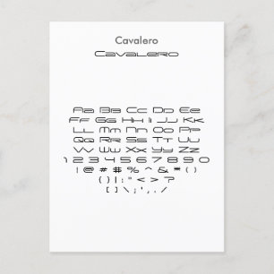 Cavalero - Zazzle-Schriftart-Musterblatt Postkarte
