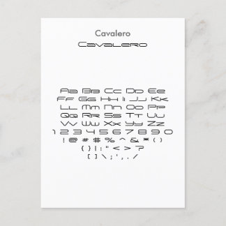 Cavalero - Zazzle-Schriftart-Musterblatt Postkarte