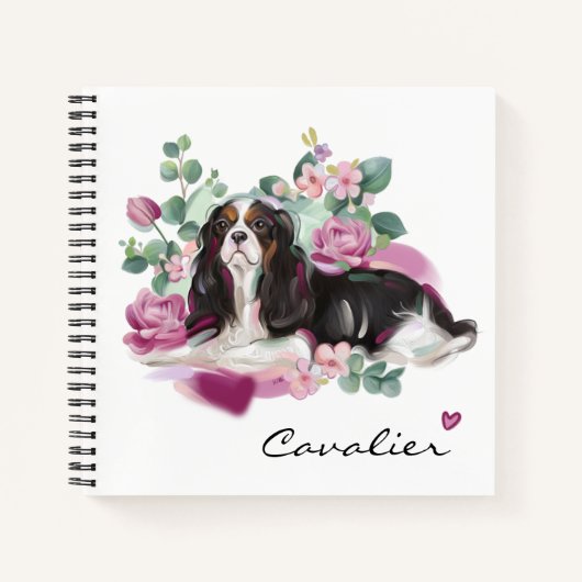 Cavalier Art Design Note Book | Rosa Blumen Notizblock (Vorderseite)