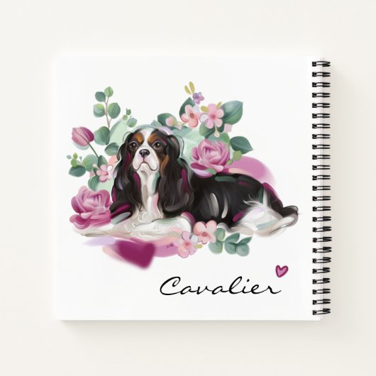 Cavalier Art Design Note Book | Rosa Blumen Notizblock (Rückseite)