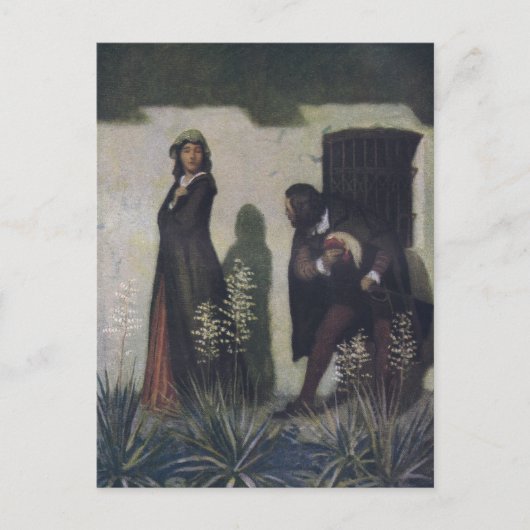 Cavalier Bowing an die Frau Postkarte (Vorderseite)