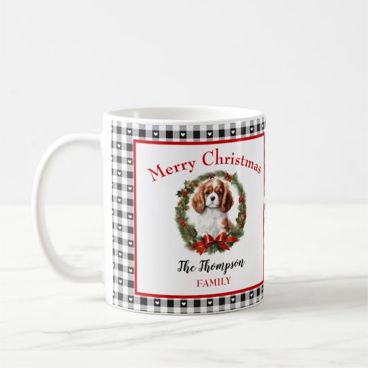 Cavalier Charles Dog Name Gingham Weihnachtszeit-T Kaffeetasse (Links)