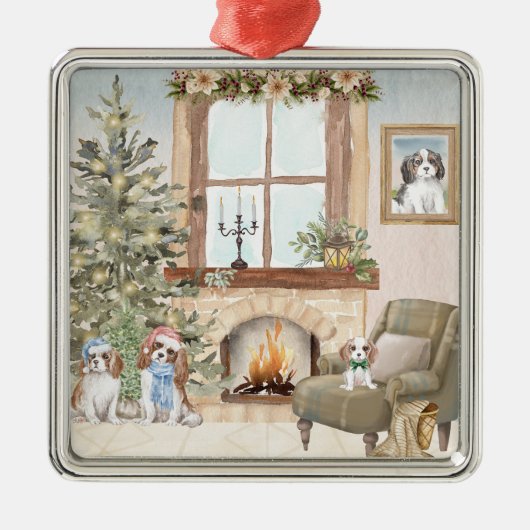 Cavalier Christmas Ornament Aus Metall (Vorne)
