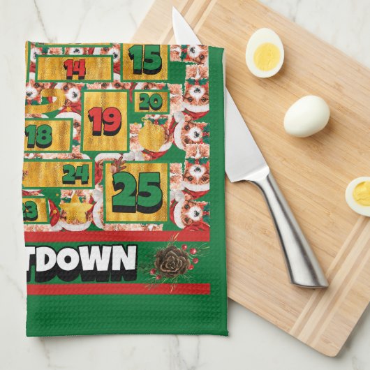 Cavalier Countdown Weihnachtskalender Hund Geschirrtuch (Viertel Falte)