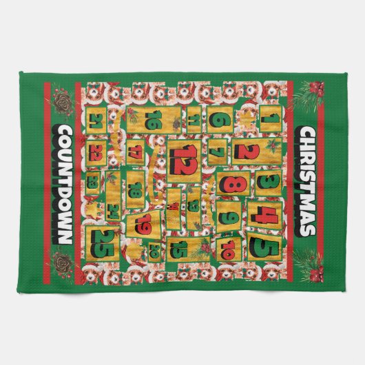 Cavalier Countdown Weihnachtskalender Hund Geschirrtuch (Horizontal)