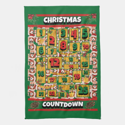 Cavalier Countdown Weihnachtskalender Hund Geschirrtuch (Vertikal)
