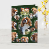 Cavalier Dog Foto Collage Happy Birthday, Karte (Gelbe Blume)