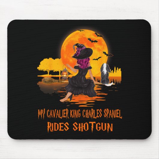 Cavalier fährt mit Schrotflinte Hund und Hexe Lust Mousepad (Vorne)